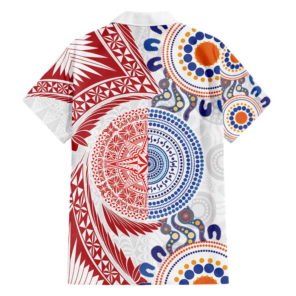 Tongan and Australian Culture Together Hawaiian Shirt Ngatu Art Tribal Aboriginal Tattoo Pattern LT03 - Polynesian Pride