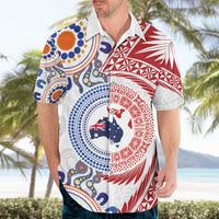 Tongan and Australian Culture Together Hawaiian Shirt Ngatu Art Tribal Aboriginal Tattoo Pattern LT03 - Polynesian Pride