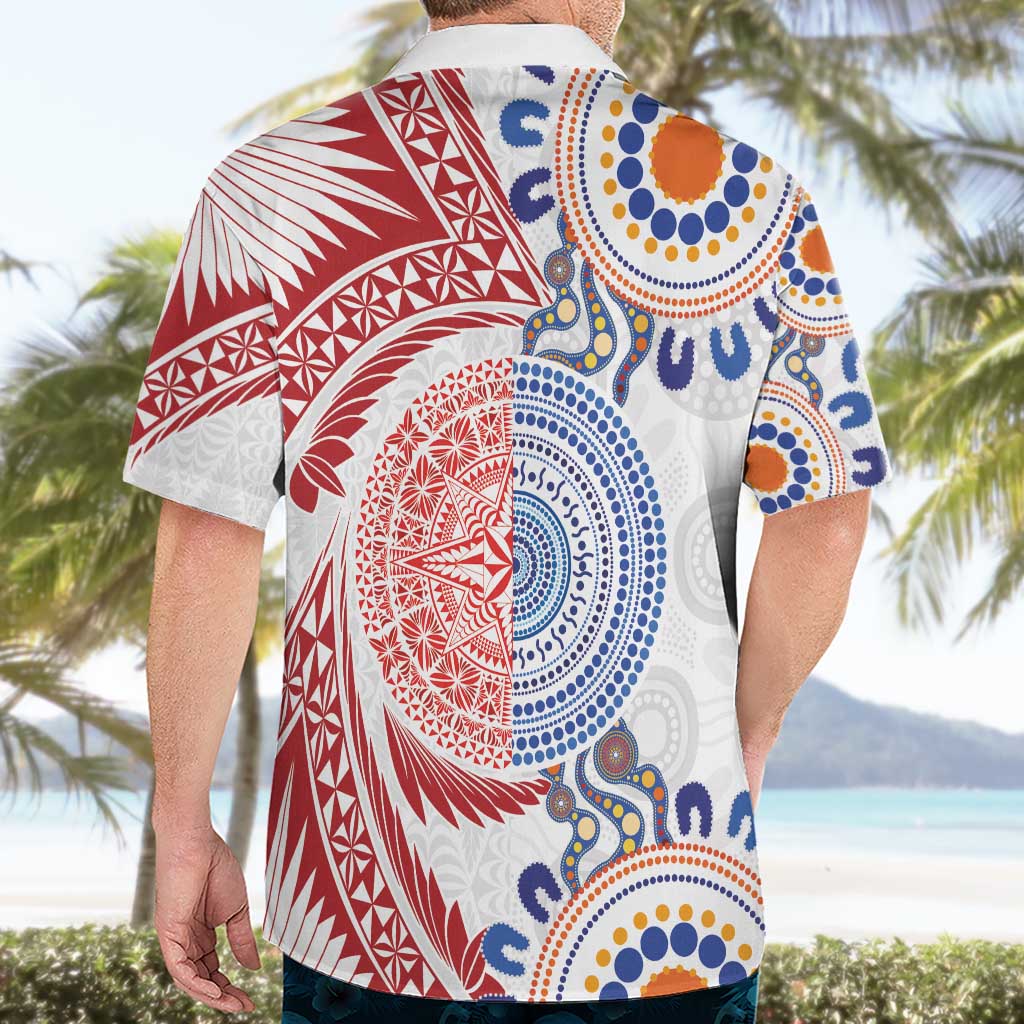 Tongan and Australian Culture Together Hawaiian Shirt Ngatu Art Tribal Aboriginal Tattoo Pattern LT03 - Polynesian Pride