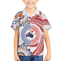 Tongan and Australian Culture Together Hawaiian Shirt Ngatu Art Tribal Aboriginal Tattoo Pattern LT03 - Polynesian Pride