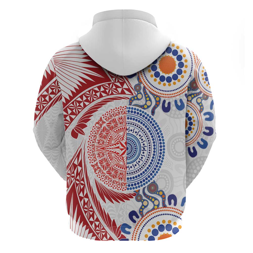 Tongan and Australian Culture Together Hoodie Ngatu Art Tribal Aboriginal Tattoo Pattern LT03 - Polynesian Pride