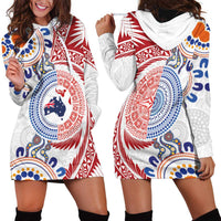 Tongan and Australian Culture Together Hoodie Dress Ngatu Art Tribal Aboriginal Tattoo Pattern LT03 - Polynesian Pride
