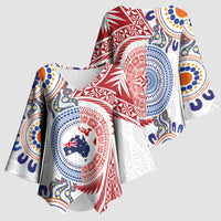 Tongan and Australian Culture Together Kimono Sleeve Blouse Ngatu Art Tribal Aboriginal Tattoo Pattern LT03 - Polynesian Pride