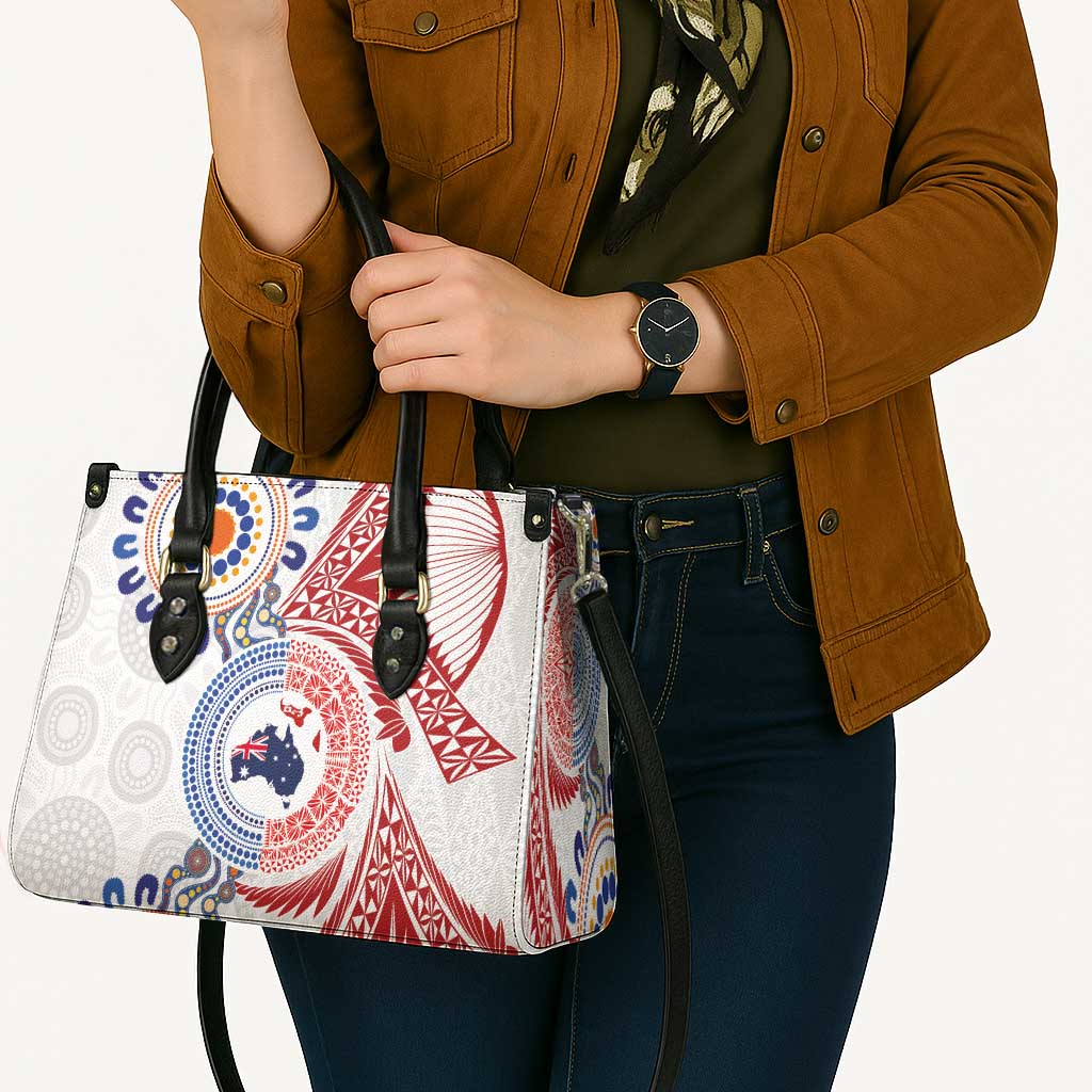 Tongan and Australian Culture Together Leather Bag Ngatu Art Tribal Aboriginal Tattoo Pattern - Polynesian Pride