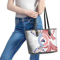 Tongan and Australian Culture Together Leather Tote Bag Ngatu Art Tribal Aboriginal Tattoo Pattern LT03 - Polynesian Pride