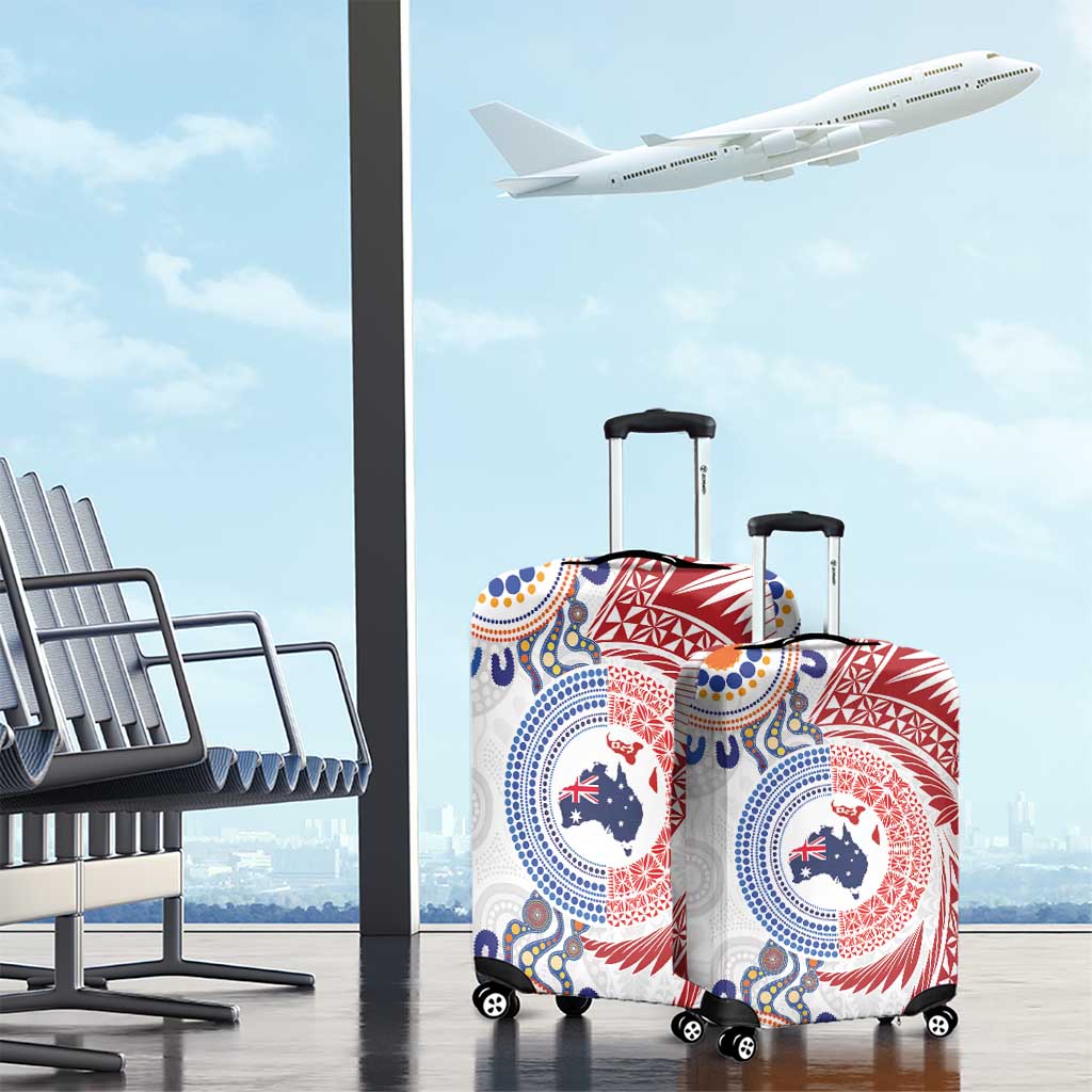 Tongan and Australian Culture Together Luggage Cover Ngatu Art Tribal Aboriginal Tattoo Pattern LT03 - Polynesian Pride