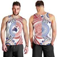 Tongan and Australian Culture Together Men Tank Top Ngatu Art Tribal Aboriginal Tattoo Pattern LT03 - Polynesian Pride
