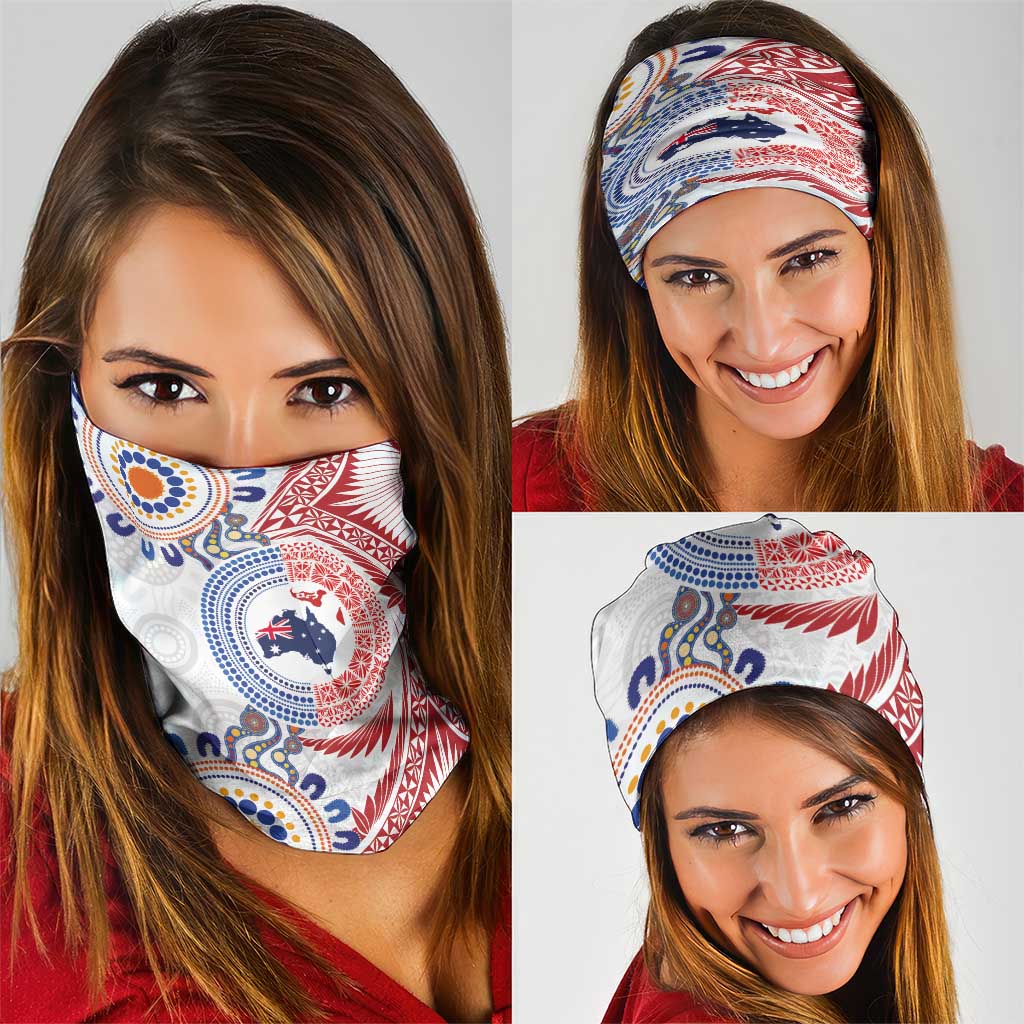 Tongan and Australian Culture Together Neck Gaiter Ngatu Art Tribal Aboriginal Tattoo Pattern - Polynesian Pride