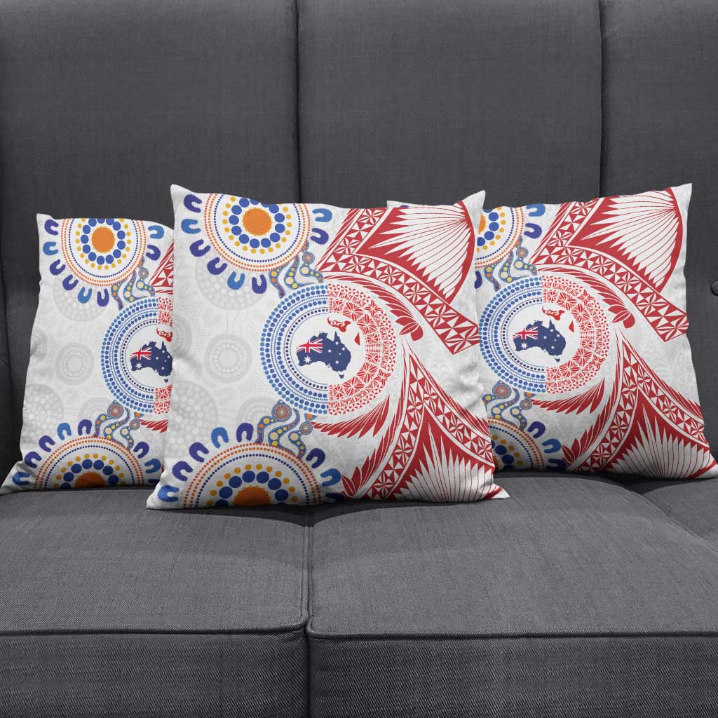 Tongan and Australian Culture Together Pillow Cover Ngatu Art Tribal Aboriginal Tattoo Pattern LT03 - Polynesian Pride