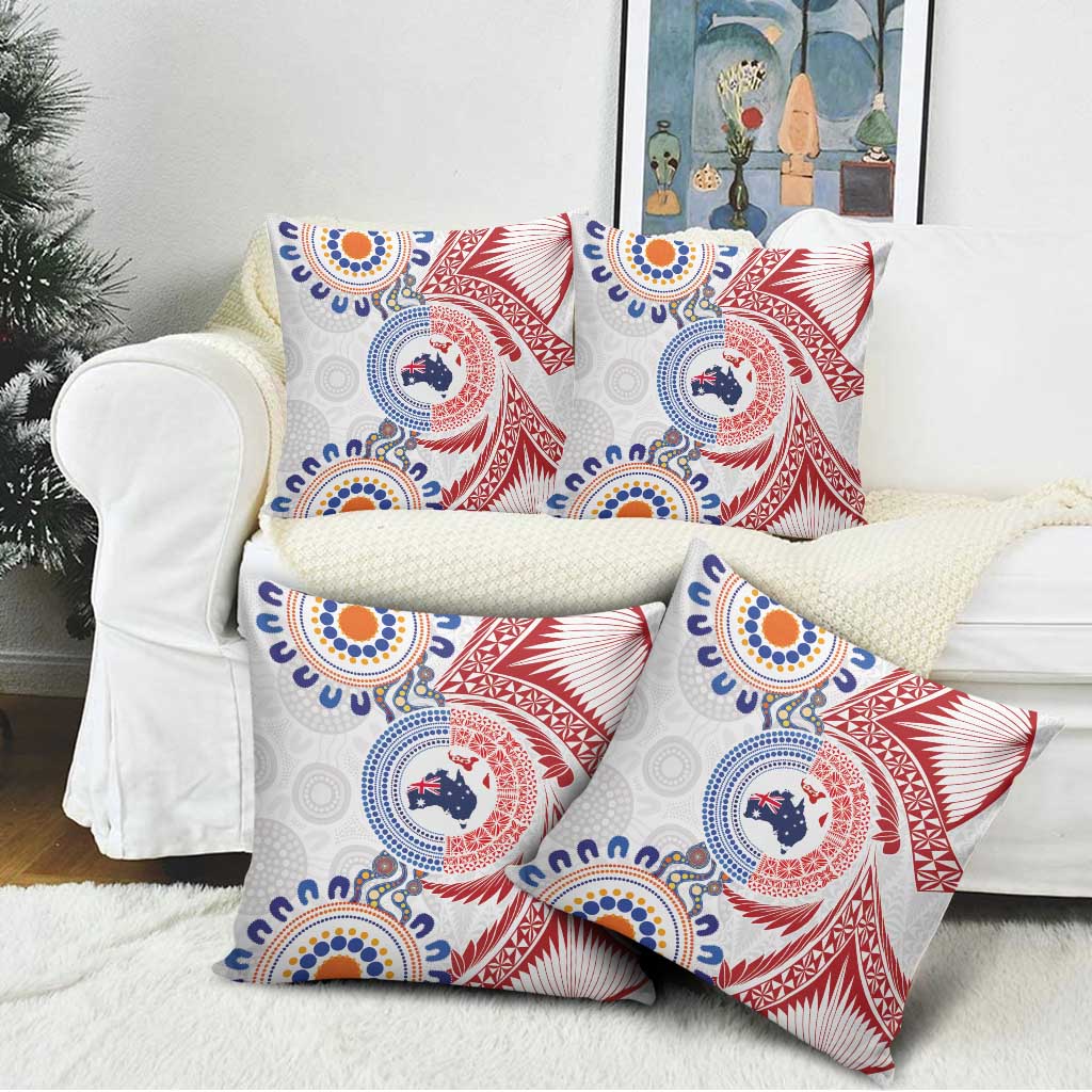 Tongan and Australian Culture Together Pillow Cover Ngatu Art Tribal Aboriginal Tattoo Pattern LT03 - Polynesian Pride