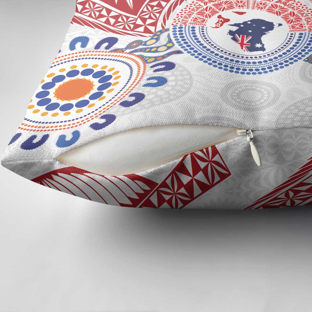 Tongan and Australian Culture Together Pillow Cover Ngatu Art Tribal Aboriginal Tattoo Pattern LT03 - Polynesian Pride
