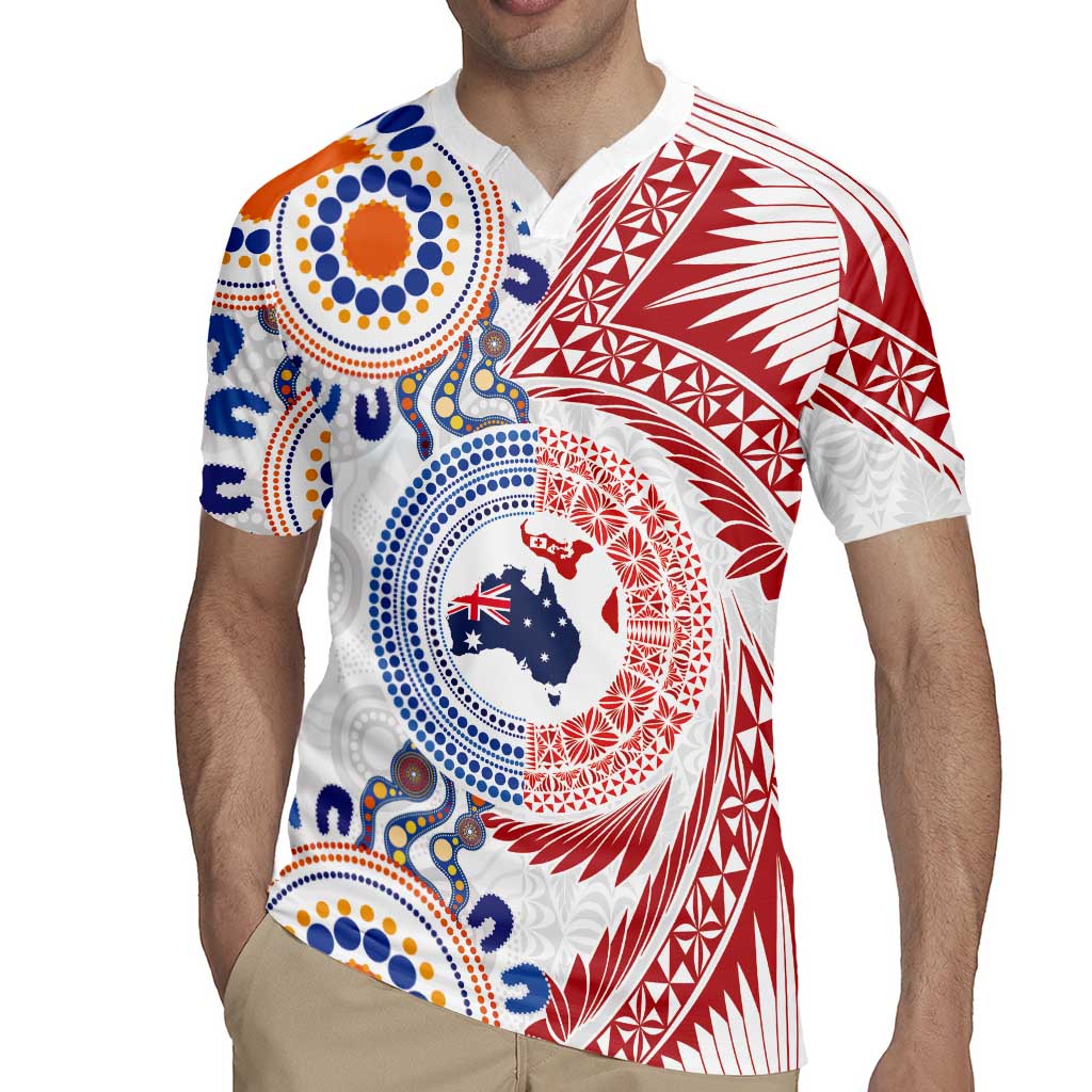 Tongan and Australian Culture Together Rugby Jersey Ngatu Art Tribal Aboriginal Tattoo Pattern LT03 - Polynesian Pride