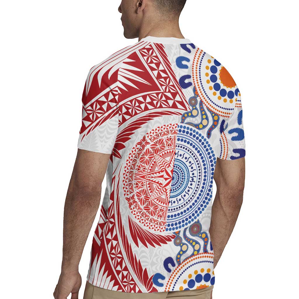 Tongan and Australian Culture Together Rugby Jersey Ngatu Art Tribal Aboriginal Tattoo Pattern LT03 - Polynesian Pride
