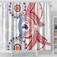 Tongan and Australian Culture Together Shower Curtain Ngatu Art Tribal Aboriginal Tattoo Pattern LT03 - Polynesian Pride