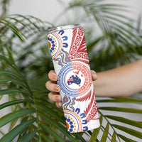 Tongan and Australian Culture Together Skinny Tumbler Ngatu Art Tribal Aboriginal Tattoo Pattern LT03 - Polynesian Pride