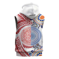Tongan and Australian Culture Together Sleeveless Hoodie Ngatu Art Tribal Aboriginal Tattoo Pattern LT03 - Polynesian Pride