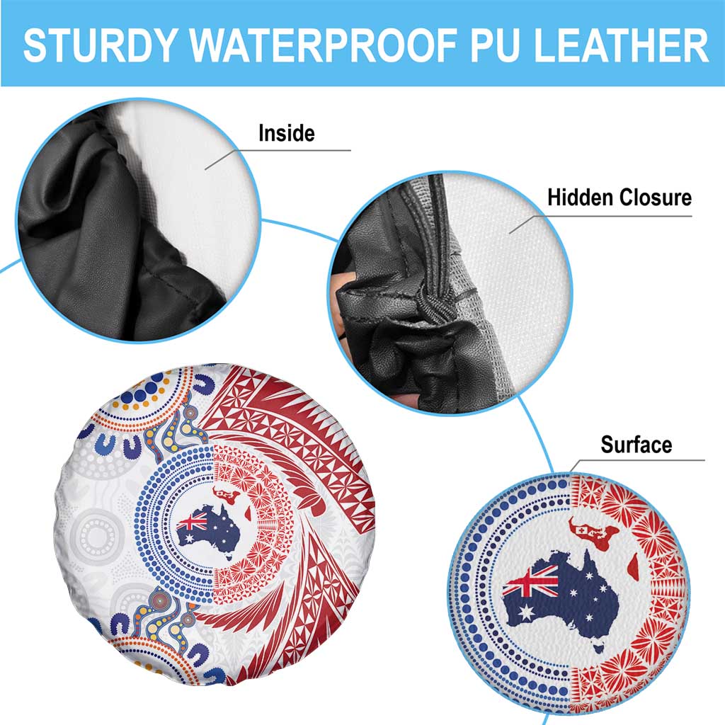Tongan and Australian Culture Together Spare Tire Cover Ngatu Art Tribal Aboriginal Tattoo Pattern LT03 - Polynesian Pride