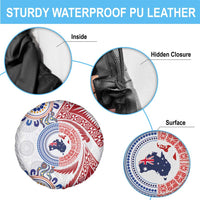 Tongan and Australian Culture Together Spare Tire Cover Ngatu Art Tribal Aboriginal Tattoo Pattern LT03 - Polynesian Pride