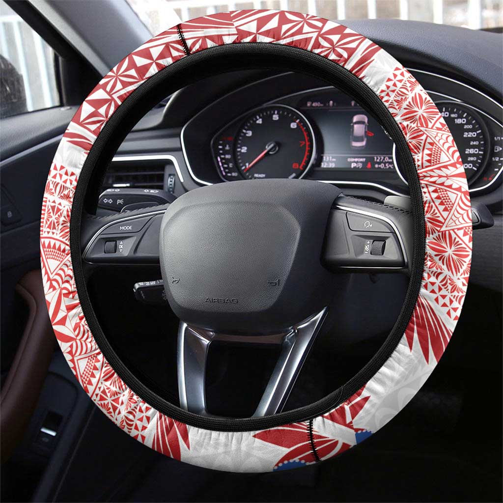 Tongan and Australian Culture Together Steering Wheel Cover Ngatu Art Tribal Aboriginal Tattoo Pattern LT03 - Polynesian Pride