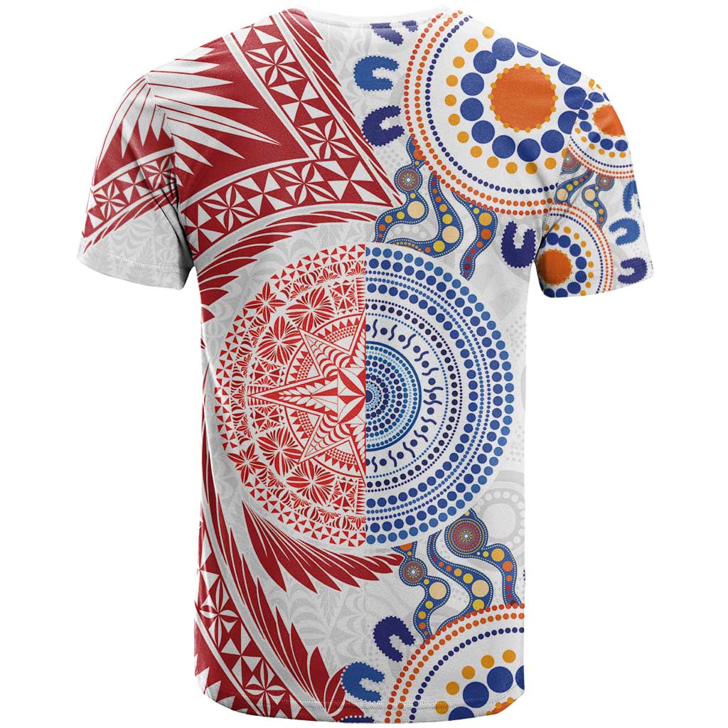 Tongan and Australian Culture Together T Shirt Ngatu Art Tribal Aboriginal Tattoo Pattern LT03 - Polynesian Pride