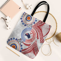 Tongan and Australian Culture Together Tote Bag Ngatu Art Tribal Aboriginal Tattoo Pattern LT03 Black Strap One Size White - Polynesian Pride