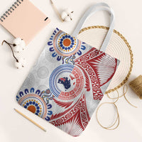 Tongan and Australian Culture Together Tote Bag Ngatu Art Tribal Aboriginal Tattoo Pattern LT03 White Strap One Size White - Polynesian Pride