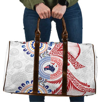 Tongan and Australian Culture Together Travel Bag Ngatu Art Tribal Aboriginal Tattoo Pattern LT03 White - Polynesian Pride