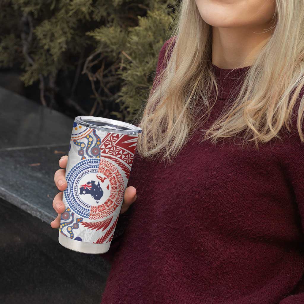 Tongan and Australian Culture Together Tumbler Cup Ngatu Art Tribal Aboriginal Tattoo Pattern LT03 - Polynesian Pride