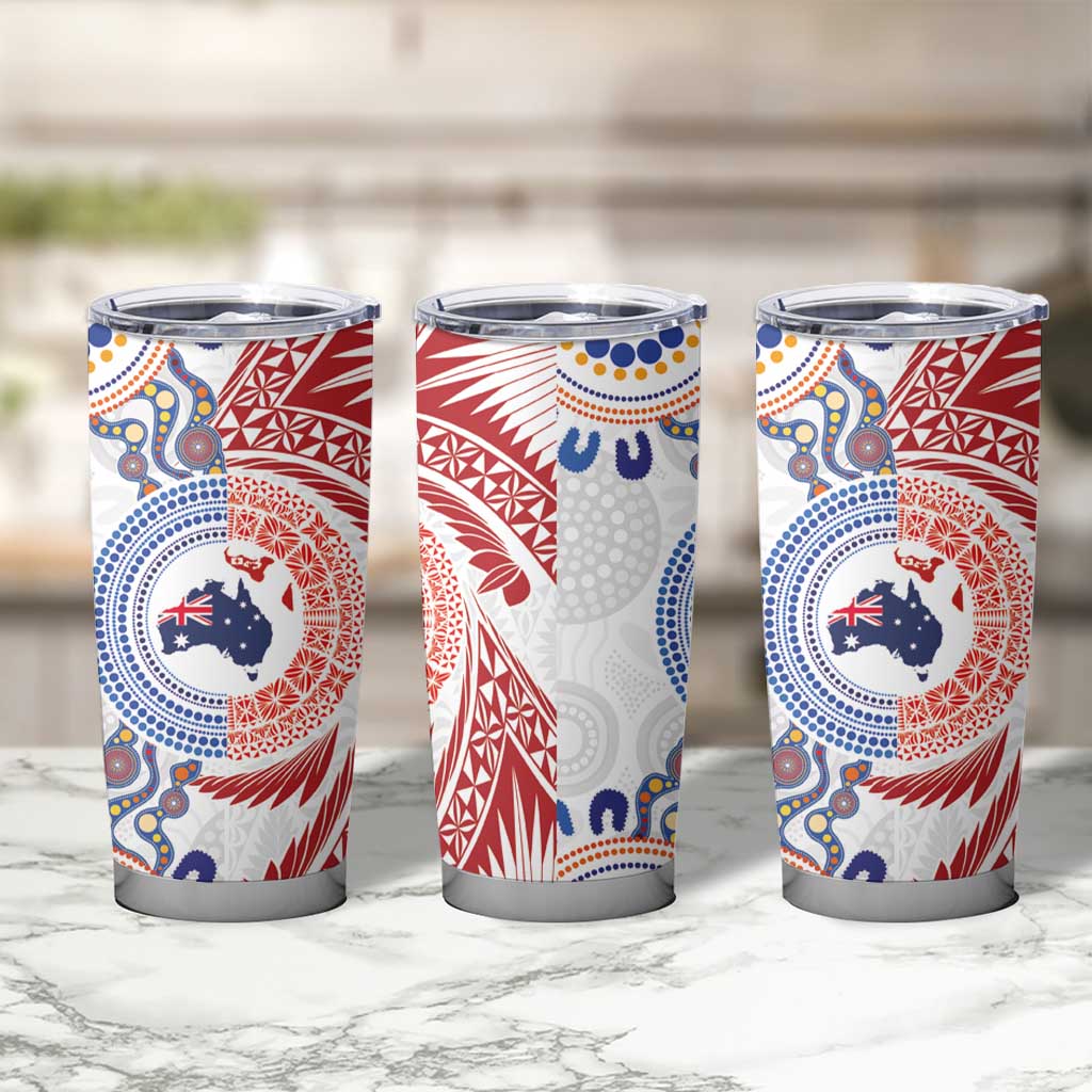 Tongan and Australian Culture Together Tumbler Cup Ngatu Art Tribal Aboriginal Tattoo Pattern LT03 - Polynesian Pride