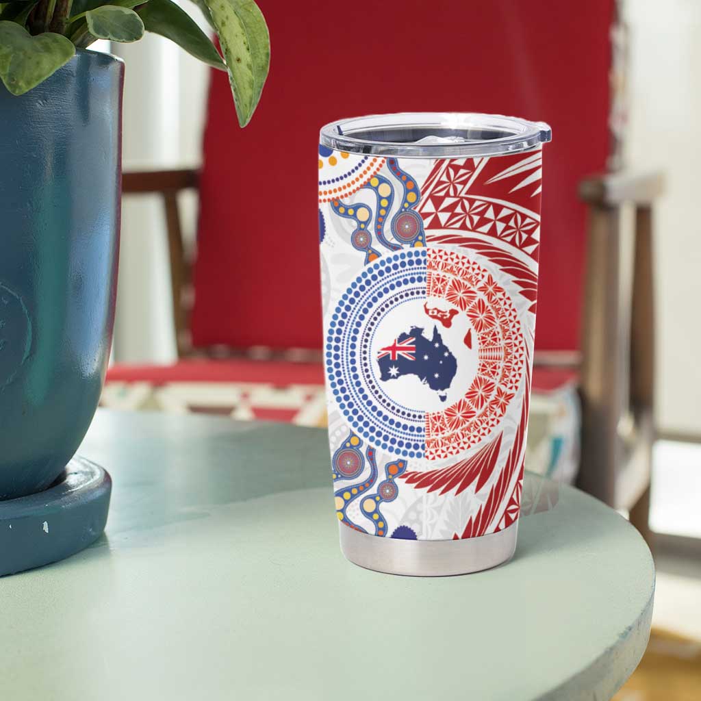 Tongan and Australian Culture Together Tumbler Cup Ngatu Art Tribal Aboriginal Tattoo Pattern LT03 - Polynesian Pride
