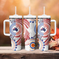 Tongan and Australian Culture Together Tumbler With Handle Ngatu Art Tribal Aboriginal Tattoo Pattern LT03 - Polynesian Pride