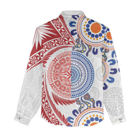 Tongan and Australian Culture Together Women Casual Shirt Ngatu Art Tribal Aboriginal Tattoo Pattern LT03 - Polynesian Pride