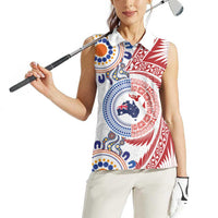Tongan and Australian Culture Together Women Sleeveless Polo Shirt Ngatu Art Tribal Aboriginal Tattoo Pattern LT03 - Polynesian Pride