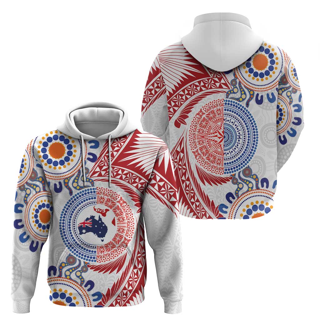 Tongan and Australian Culture Together Zip Hoodie Ngatu Art Tribal Aboriginal Tattoo Pattern LT03 - Polynesian Pride