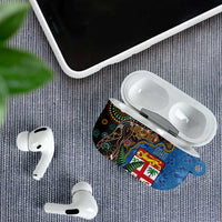 Fijian and Australian Culture Together AirPods Case Aboriginal Art and Tapa Motifs with Kangaroo and Palm Tree LT03 - Polynesian Pride