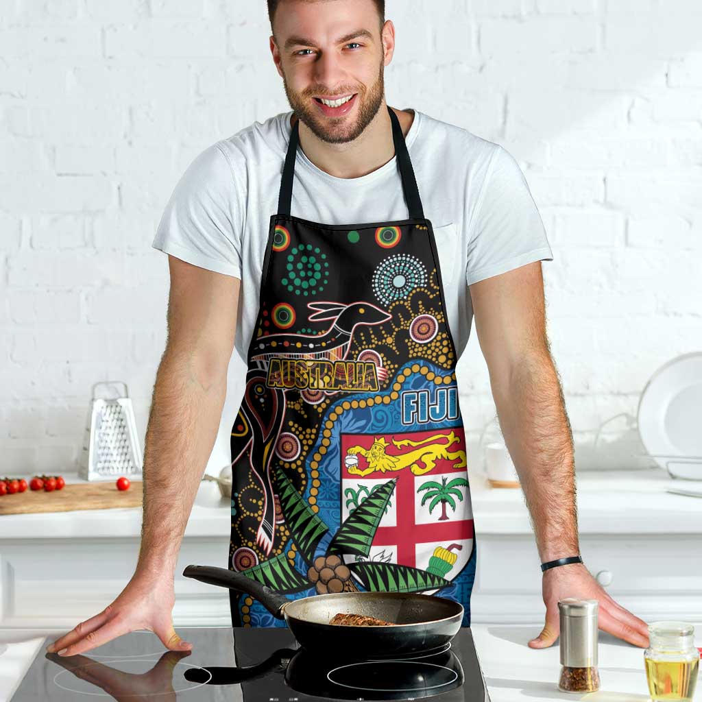 Fijian and Australian Culture Together Apron Aboriginal Art and Tapa Motifs with Kangaroo and Palm Tree LT03 - Polynesian Pride