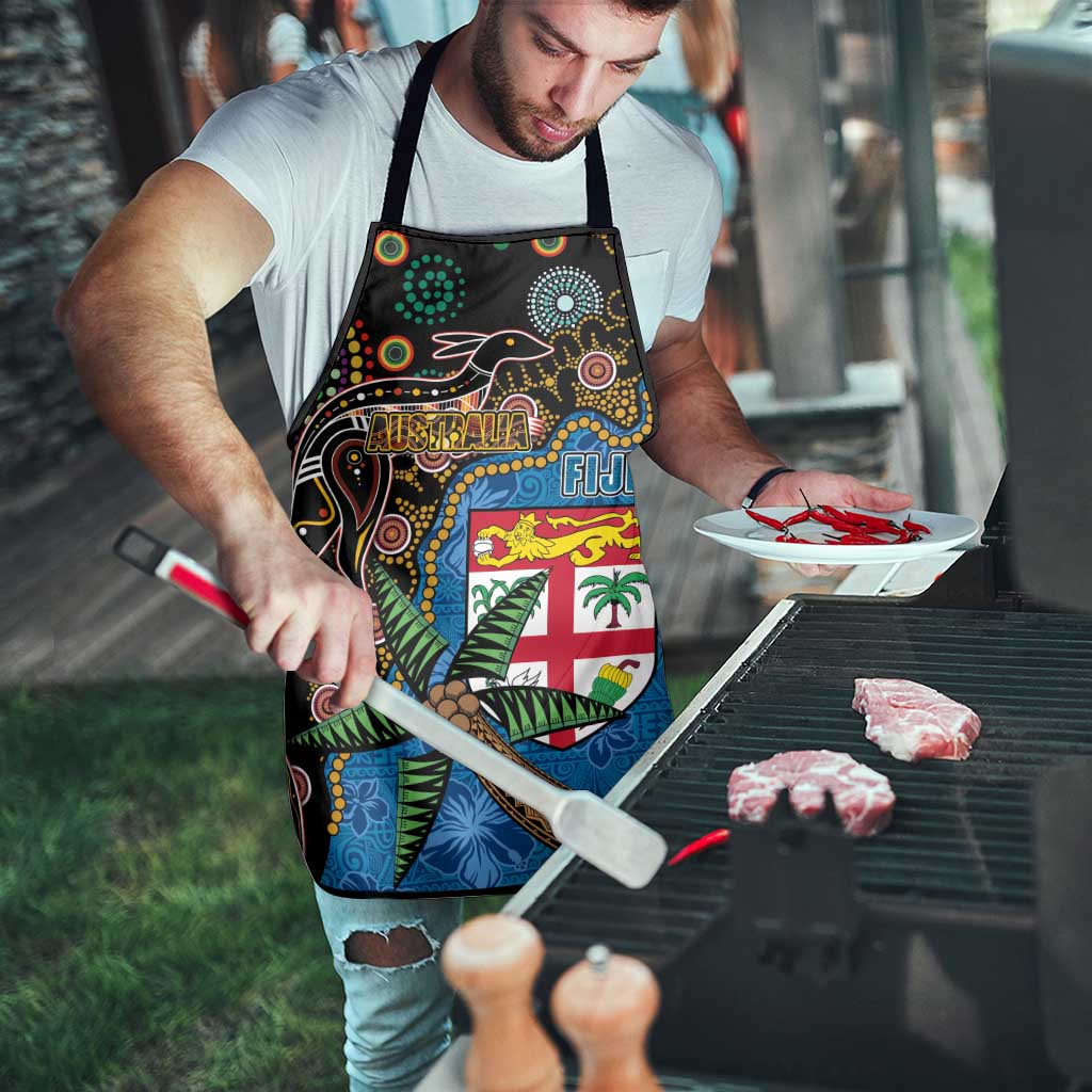Fijian and Australian Culture Together Apron Aboriginal Art and Tapa Motifs with Kangaroo and Palm Tree LT03 - Polynesian Pride