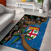 Fijian and Australian Culture Together Area Rug Aboriginal Art and Tapa Motifs with Kangaroo and Palm Tree LT03 - Polynesian Pride