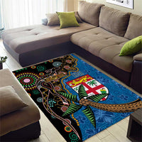 Fijian and Australian Culture Together Area Rug Aboriginal Art and Tapa Motifs with Kangaroo and Palm Tree LT03 - Polynesian Pride