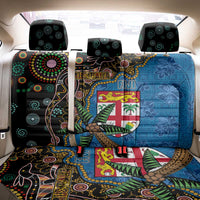 Fijian and Australian Culture Together Back Car Seat Cover Aboriginal Art and Tapa Motifs with Kangaroo and Palm Tree LT03 - Polynesian Pride