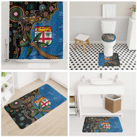 Fijian and Australian Culture Together Bathroom Set Aboriginal Art and Tapa Motifs with Kangaroo and Palm Tree LT03 - Polynesian Pride