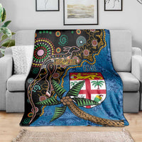 Fijian and Australian Culture Together Blanket Aboriginal Art and Tapa Motifs with Kangaroo and Palm Tree LT03 - Polynesian Pride