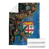 Fijian and Australian Culture Together Blanket Aboriginal Art and Tapa Motifs with Kangaroo and Palm Tree LT03 - Polynesian Pride