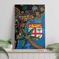 Fijian and Australian Culture Together Canvas Wall Art Aboriginal Art and Tapa Motifs with Kangaroo and Palm Tree LT03 - Polynesian Pride