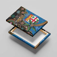 Fijian and Australian Culture Together Canvas Wall Art Aboriginal Art and Tapa Motifs with Kangaroo and Palm Tree LT03 - Polynesian Pride