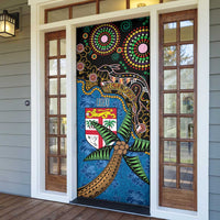 Fijian and Australian Culture Together Door Cover Aboriginal Art and Tapa Motifs with Kangaroo and Palm Tree LT03 - Polynesian Pride