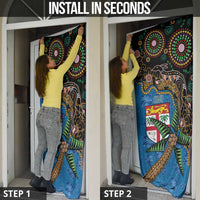 Fijian and Australian Culture Together Door Cover Aboriginal Art and Tapa Motifs with Kangaroo and Palm Tree LT03 - Polynesian Pride