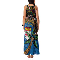 Fijian and Australian Culture Together Family Matching Tank Maxi Dress and Hawaiian Shirt Aboriginal Art and Tapa Motifs with Kangaroo and Palm Tree LT03 - Polynesian Pride