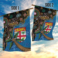 Fijian and Australian Culture Together Garden Flag Aboriginal Art and Tapa Motifs with Kangaroo and Palm Tree LT03 - Polynesian Pride