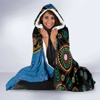Fijian and Australian Culture Together Hooded Blanket Aboriginal Art and Tapa Motifs with Kangaroo and Palm Tree LT03 - Polynesian Pride